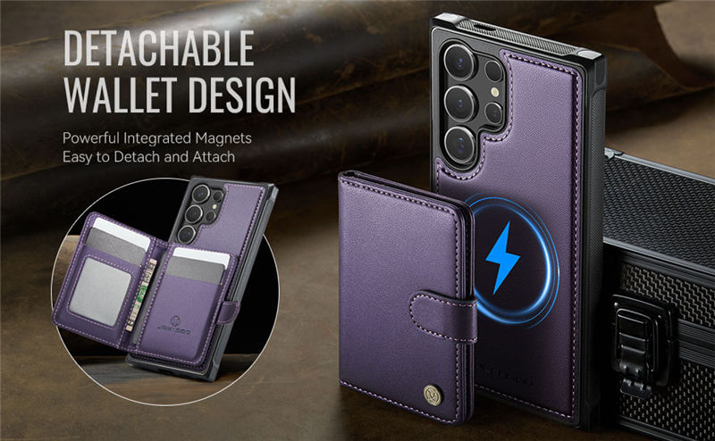 JEEHOOD Samsung Galaxy S24 Ultra 2-in-1 Magnetic Wallet Case