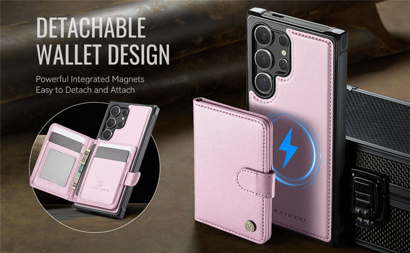 JEEHOOD Samsung Galaxy S25 Ultra 2-in-1 Magnetic Wallet Case