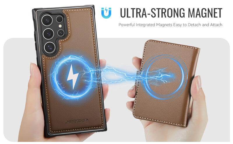 JEEHOOD Samsung Galaxy S25 Ultra 2-in-1 Magnetic Wallet Case