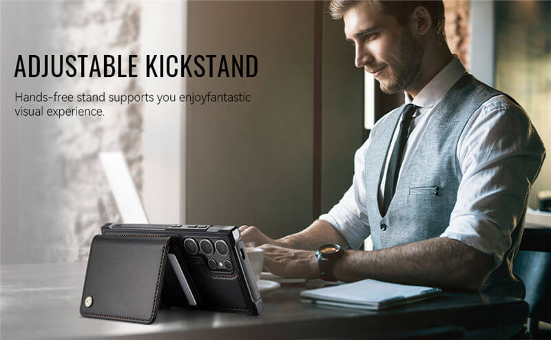 JEEHOOD Samsung Galaxy S25 Ultra 2-in-1 Magnetic Wallet Case