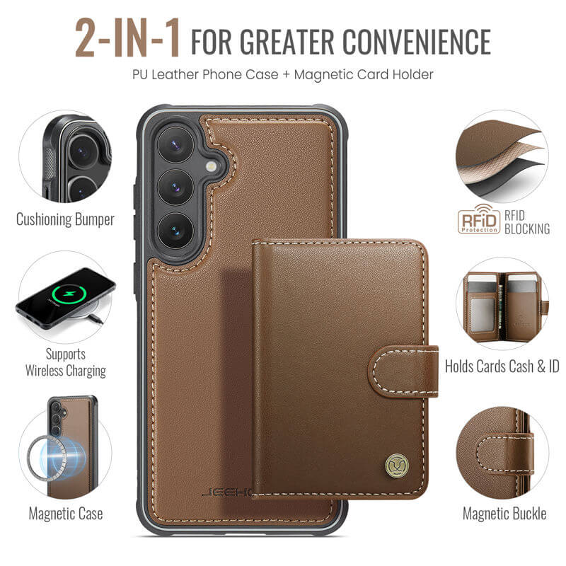 JEEHOOD Samsung Galaxy S24 Plus 2-in-1 Magnetic Wallet Case