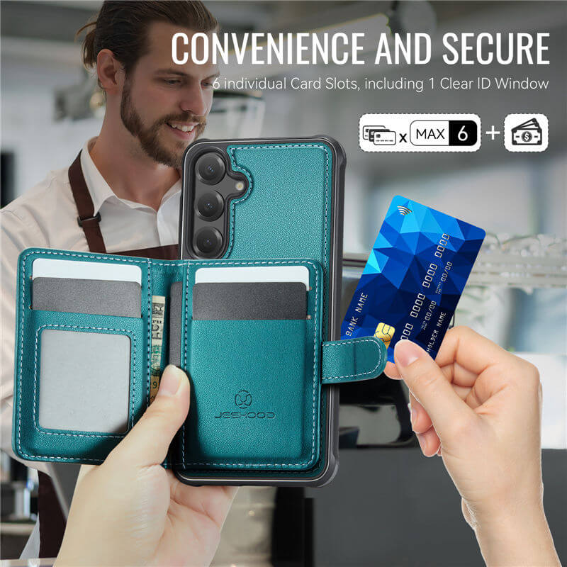JEEHOOD Samsung Galaxy S24 2-in-1 Magnetic Wallet Case