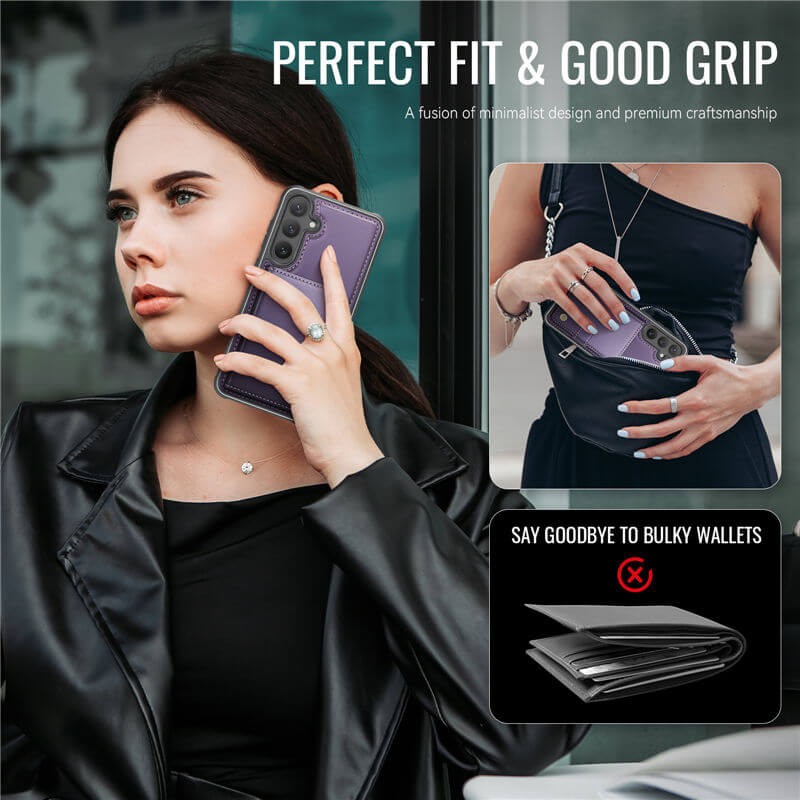JEEHOOD Samsung Galaxy S25 2-in-1 Magnetic Wallet Case