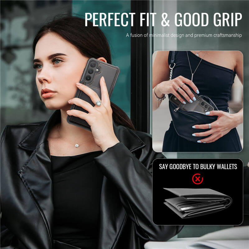JEEHOOD Samsung Galaxy S25 Plus 2-in-1 Magnetic Wallet Case
