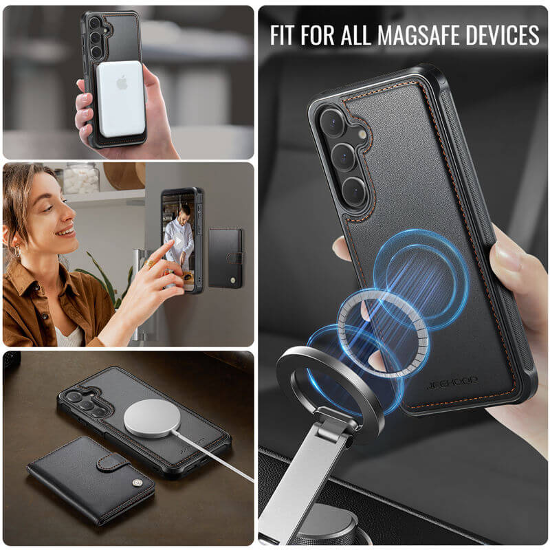 JEEHOOD Samsung Galaxy S24 2-in-1 Magnetic Wallet Case