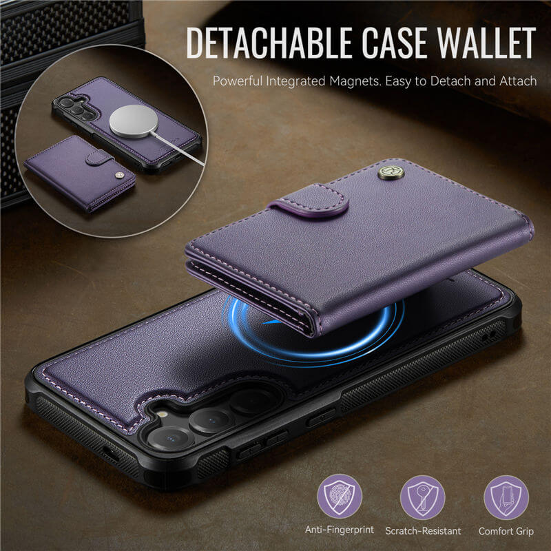 JEEHOOD Samsung Galaxy S25 2-in-1 Magnetic Wallet Case