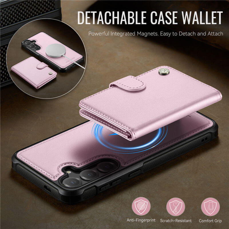 JEEHOOD Samsung Galaxy S24 2-in-1 Magnetic Wallet Case