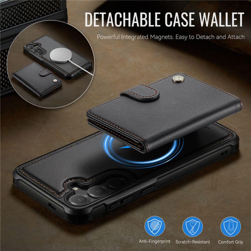 JEEHOOD Samsung Galaxy S24 Plus 2-in-1 Magnetic Wallet Case