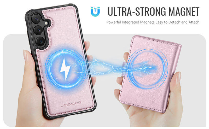 JEEHOOD Samsung Galaxy S25 2-in-1 Magnetic Wallet Case