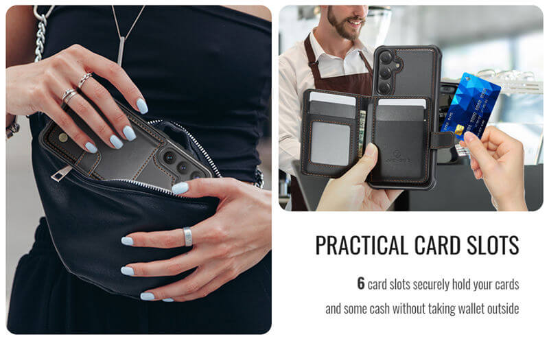 JEEHOOD Samsung Galaxy S24 2-in-1 Magnetic Wallet Case