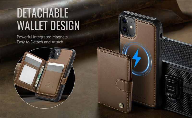 JEEHOOD iPhone 11 2-in-1 Magnetic Wallet Case