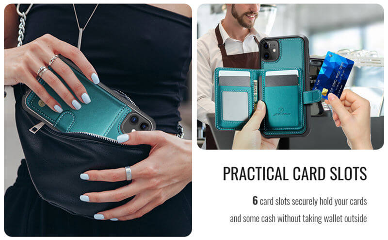 JEEHOOD iPhone 11 2-in-1 Magnetic Wallet Case