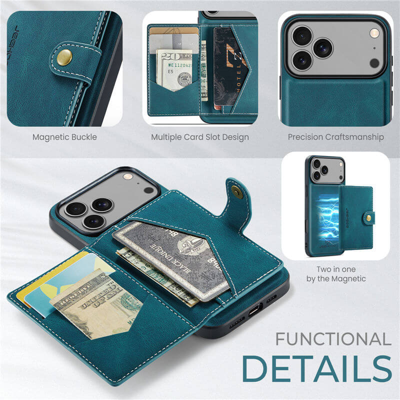 JEEHOOD iPhone 17 Pro Max 2-in-1 Magnetic Wallet Case