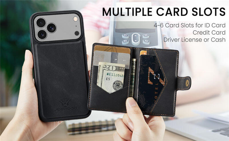 JEEHOOD iPhone 17 Pro Max Wallet Case