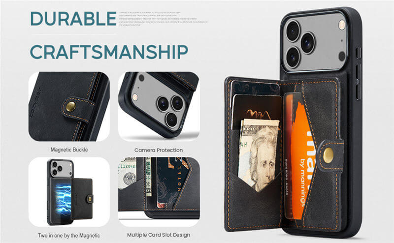 JEEHOOD iPhone 17 Pro Wallet Case