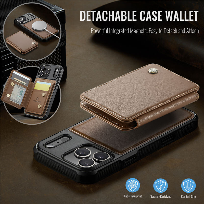 JEEHOOD iPhone 17 Pro Max Magnetic 2-in-1 Wallet RFID-blocking Case
