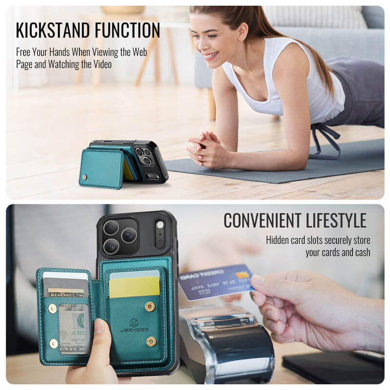 JEEHOOD iPhone 17 Pro Max Magnetic 2-in-1 Wallet RFID-blocking Case