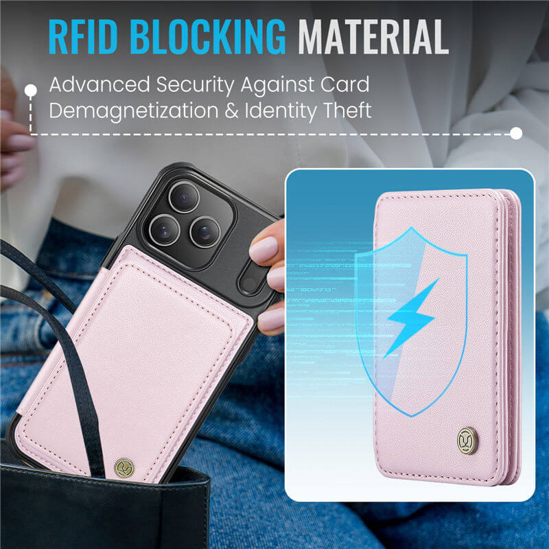 JEEHOOD iPhone 17 Pro Max Magnetic 2-in-1 Wallet RFID-blocking Case