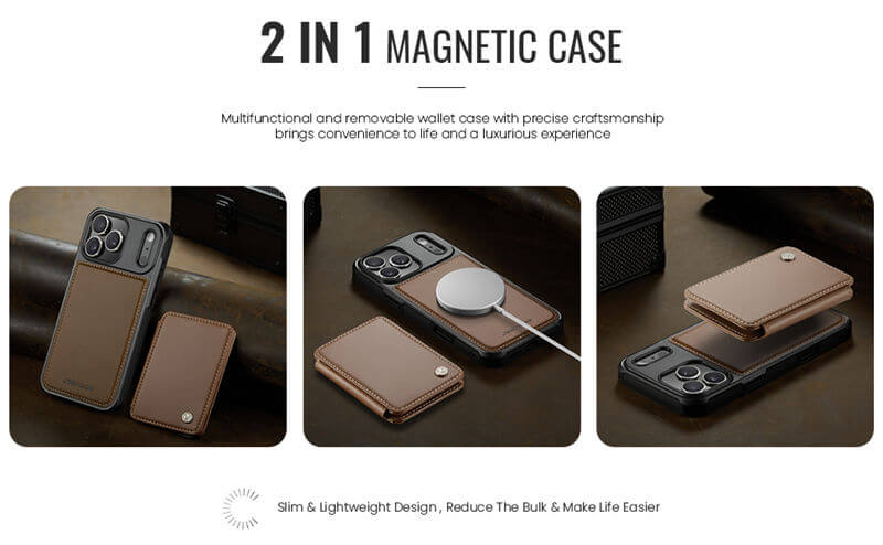 JEEHOOD iPhone 17 Pro Max Magnetic 2-in-1 Wallet RFID-blocking Case