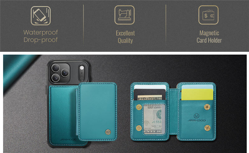 JEEHOOD iPhone 17 Pro Max Magnetic 2-in-1 Wallet RFID-blocking Case