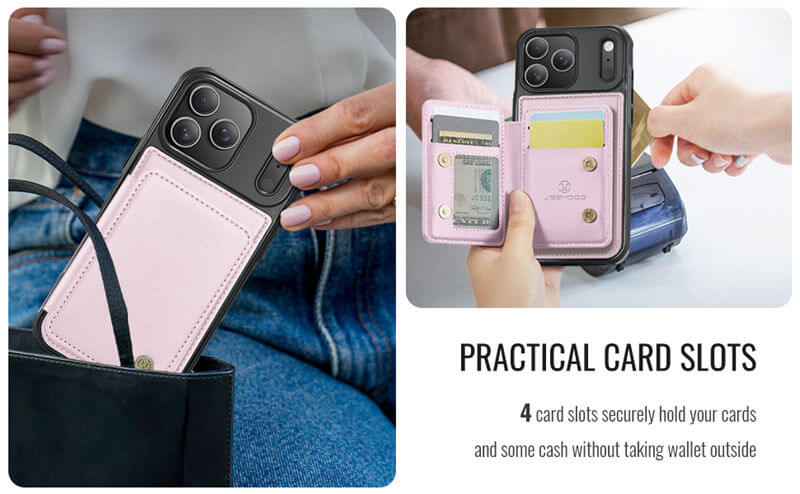 JEEHOOD iPhone 17 Pro Max Magnetic 2-in-1 Wallet RFID-blocking Case