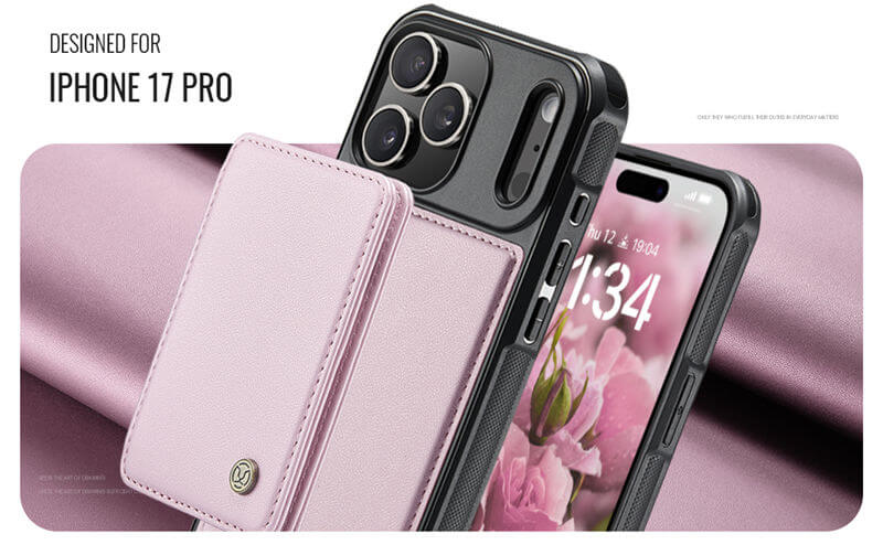 JEEHOOD iPhone 17 Pro Magnetic 2-in-1 Wallet RFID-blocking Case