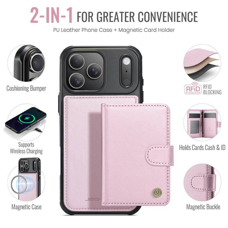JEEHOOD iPhone 17 Pro 2-in-1 Magnetic Wallet Case
