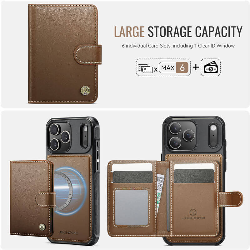 JEEHOOD iPhone 17 Pro Max 2-in-1 Magnetic Wallet Case