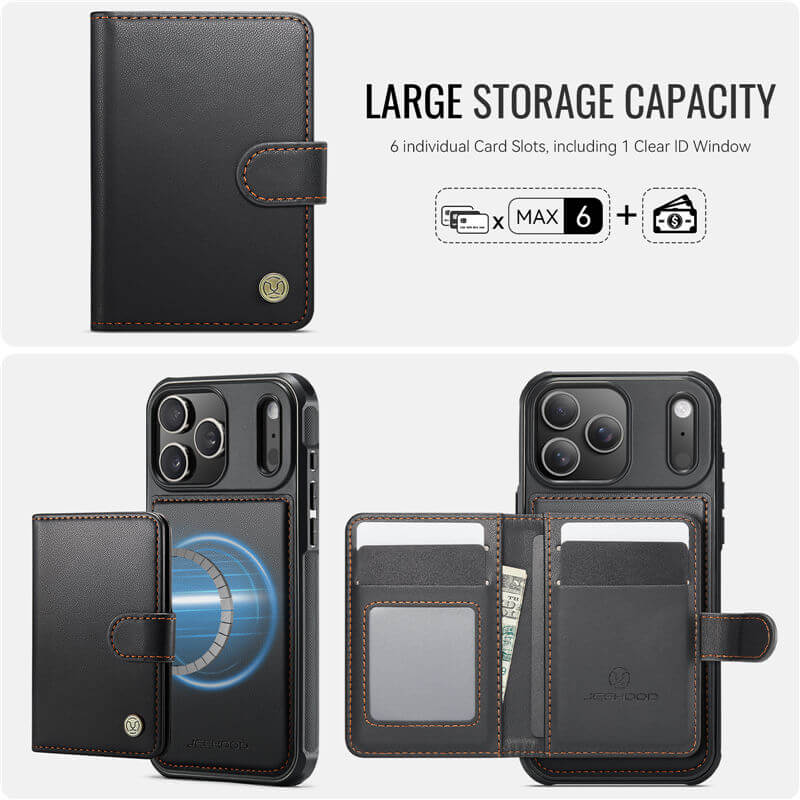 JEEHOOD iPhone 17 Pro 2-in-1 Magnetic Wallet Case