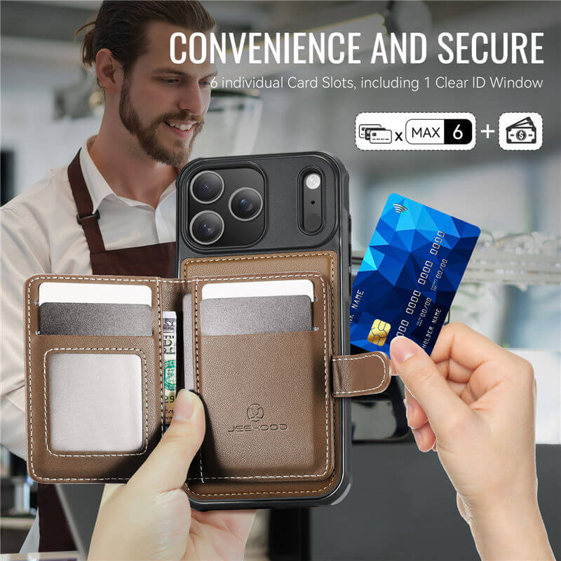 JEEHOOD iPhone 17 Pro 2-in-1 Magnetic Wallet Case