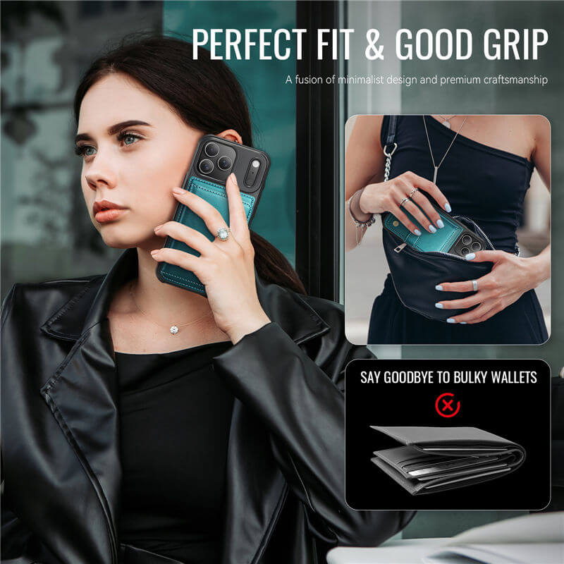 JEEHOOD iPhone 17 Pro 2-in-1 Magnetic Wallet Case