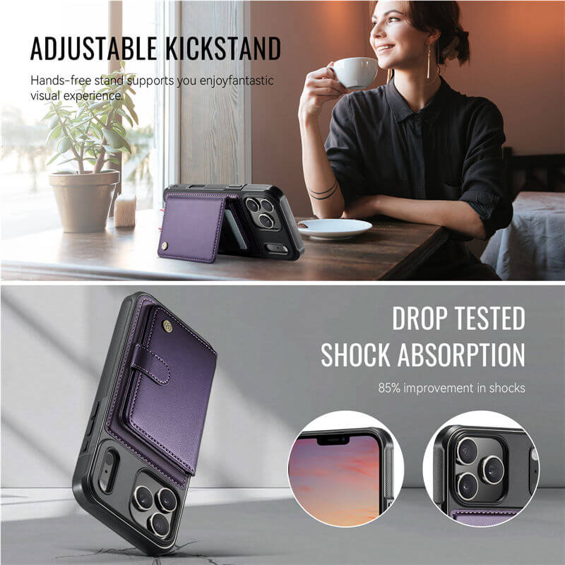 JEEHOOD iPhone 17 Pro 2-in-1 Magnetic Wallet Case