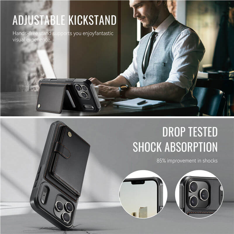 JEEHOOD iPhone 17 Pro Max 2-in-1 Magnetic Wallet Case