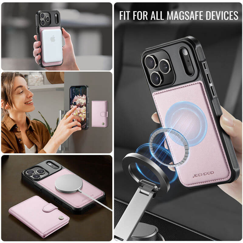 JEEHOOD iPhone 17 Pro 2-in-1 Magnetic Wallet Case