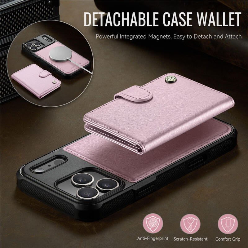 JEEHOOD iPhone 17 Pro Max 2-in-1 Magnetic Wallet Case