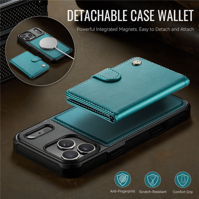 JEEHOOD iPhone 17 Pro 2-in-1 Magnetic Wallet Case