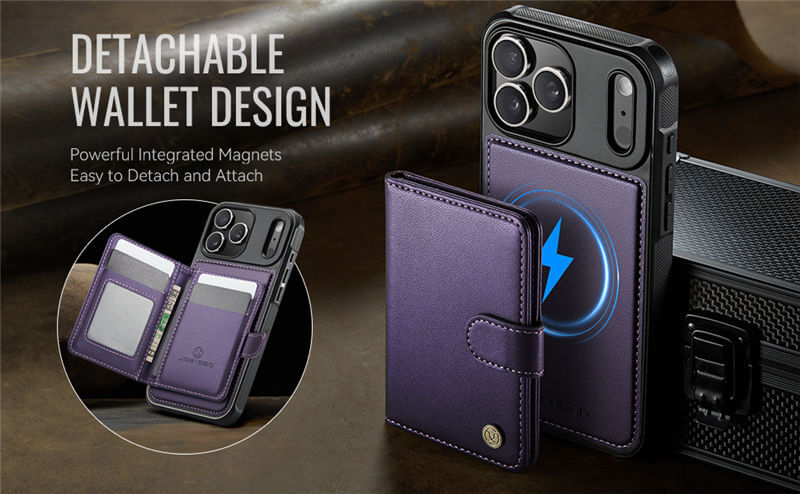JEEHOOD iPhone 17 Pro 2-in-1 Magnetic Wallet Case
