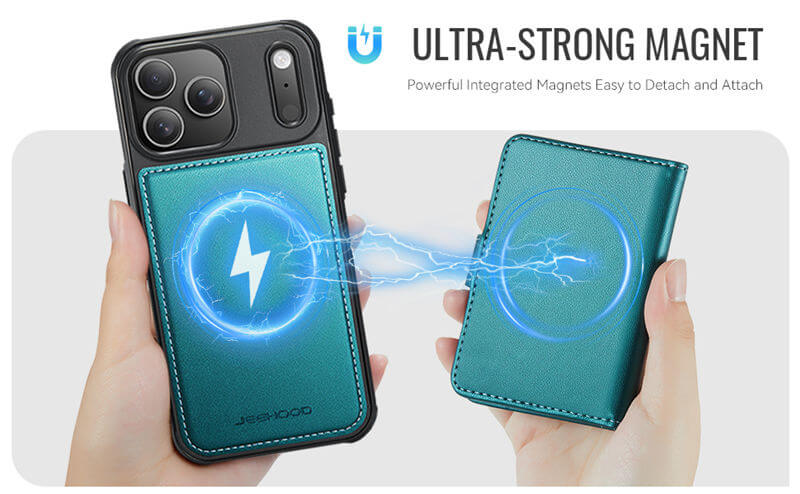 JEEHOOD iPhone 17 Pro Max 2-in-1 Magnetic Wallet Case