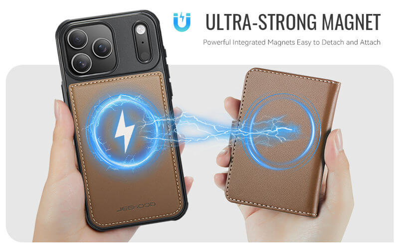 JEEHOOD iPhone 17 Pro 2-in-1 Magnetic Wallet Case