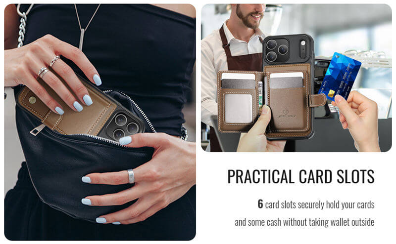 JEEHOOD iPhone 17 Pro Max 2-in-1 Magnetic Wallet Case