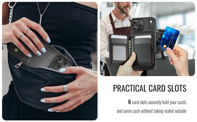 JEEHOOD iPhone 17 Pro 2-in-1 Magnetic Wallet Case