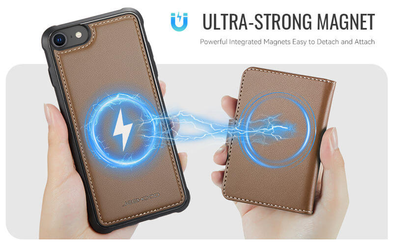 JEEHOOD iPhone 7/8/SE 2020/SE 2022 2-in-1 Magnetic Wallet Case