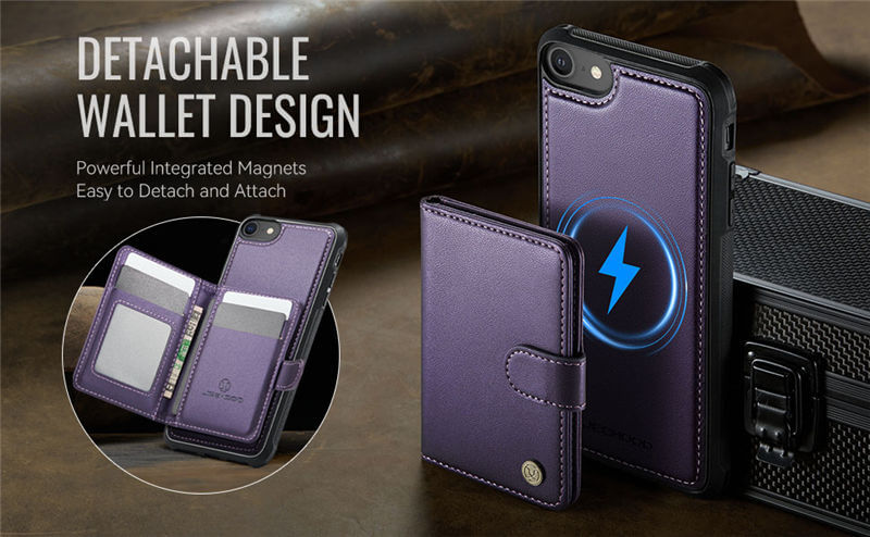 JEEHOOD iPhone 7/8/SE 2020/SE 2022 2-in-1 Magnetic Wallet Case