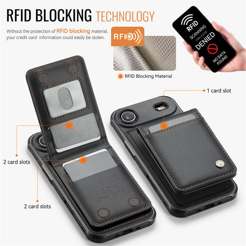 JEEHOOD iPhone Air Magnetic 2-in-1 Wallet Case with RFID Blocking & Wireless Charging