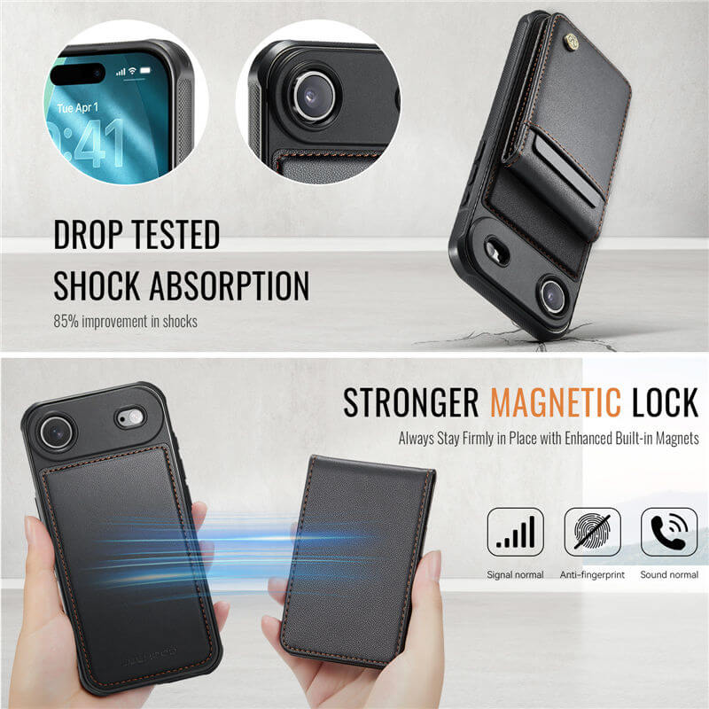 JEEHOOD iPhone Air Magnetic 2-in-1 Wallet Case with RFID Blocking & Wireless Charging