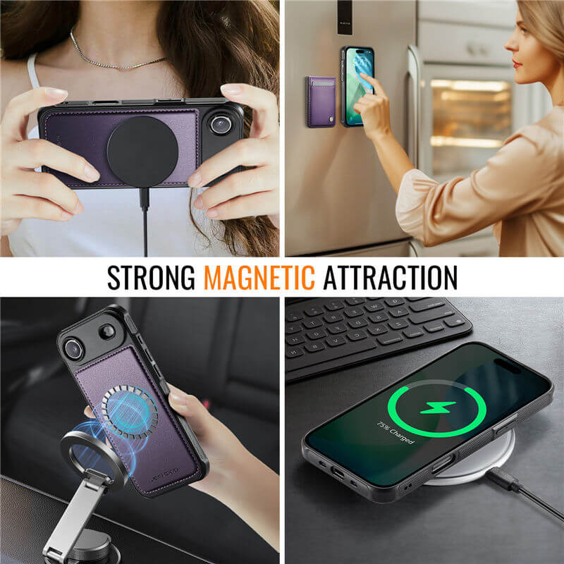 JEEHOOD iPhone Air Magnetic 2-in-1 Wallet Case with RFID Blocking & Wireless Charging