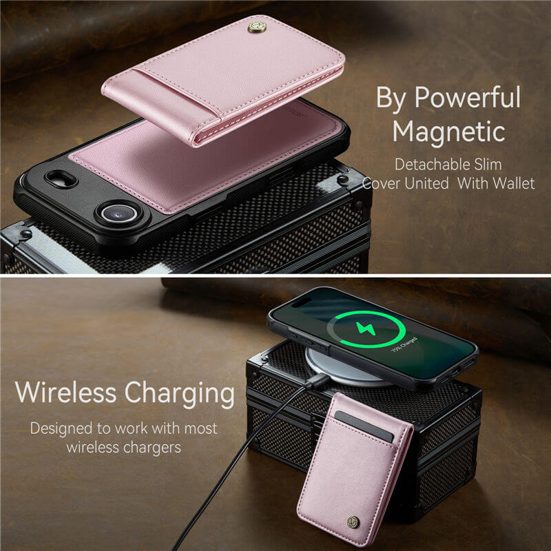 JEEHOOD iPhone Air Magnetic 2-in-1 Wallet Case with RFID Blocking & Wireless Charging