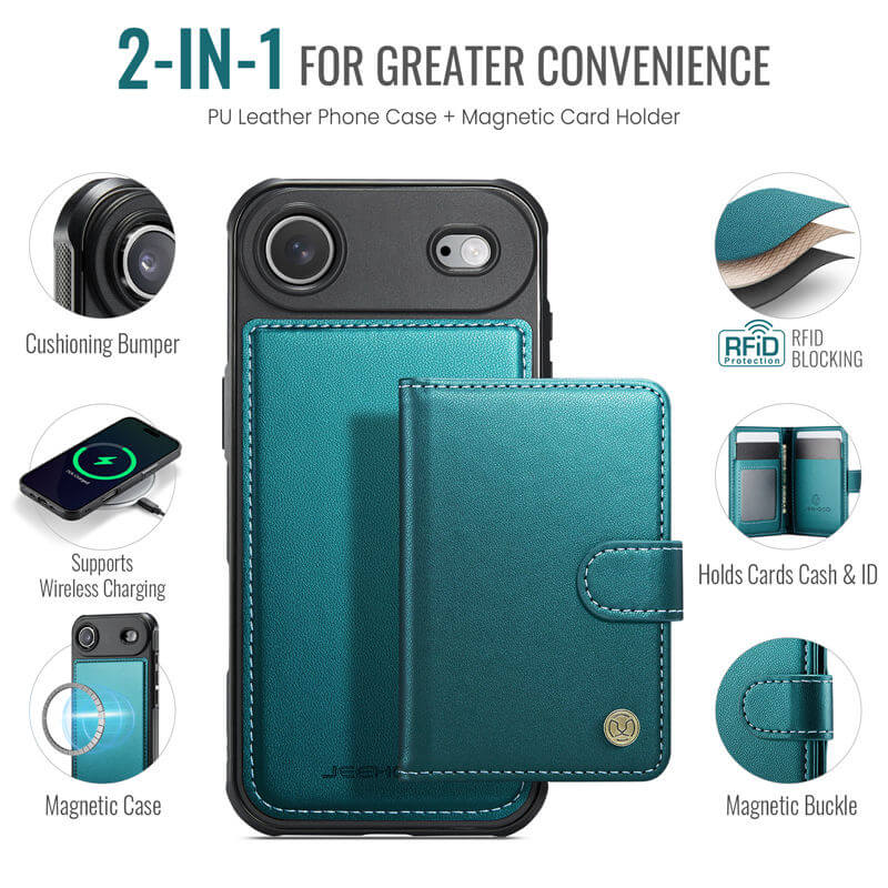 JEEHOOD iPhone Air 2-in-1 Magnetic Wallet Case