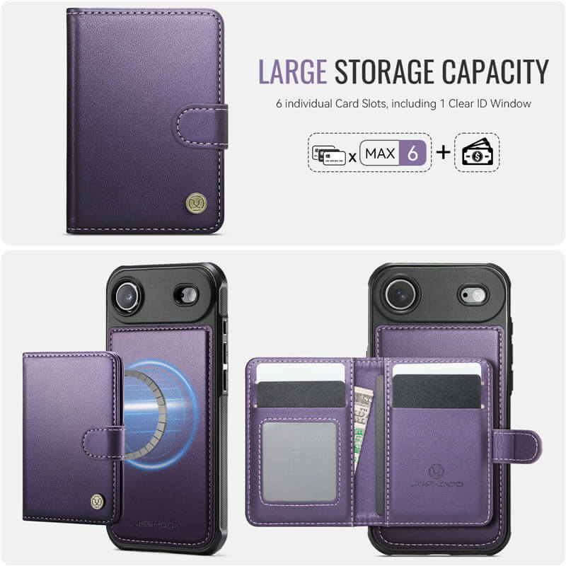 JEEHOOD iPhone Air 2-in-1 Magnetic Wallet Case