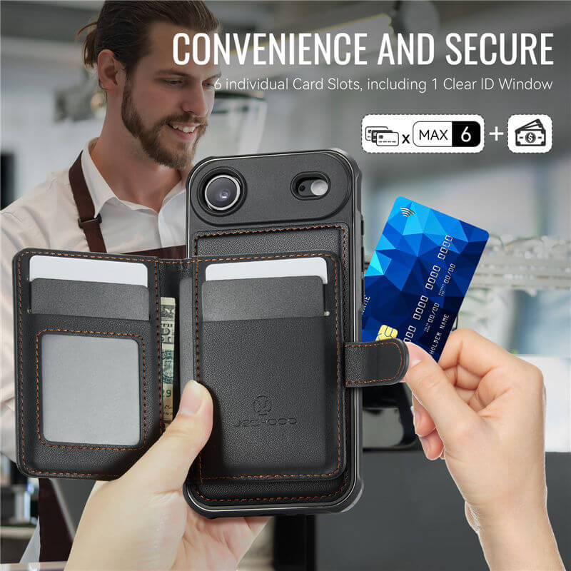 JEEHOOD iPhone Air 2-in-1 Magnetic Wallet Case